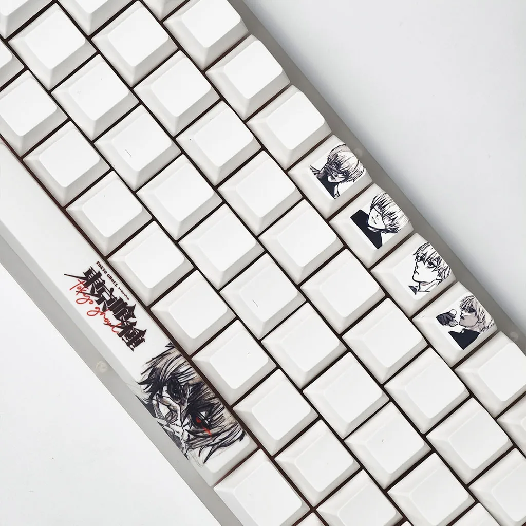 MAIMOOO – zestaw 12 nakładek na klawisze z motywem Kaneki Ken, profil Cherry, materiał PBT, technologia sublimacji termicznej, nakładki na klawisze do klawiatury mechanicznej, postać z anime Tokyo Ghoul. — zdjęcie produktu 3