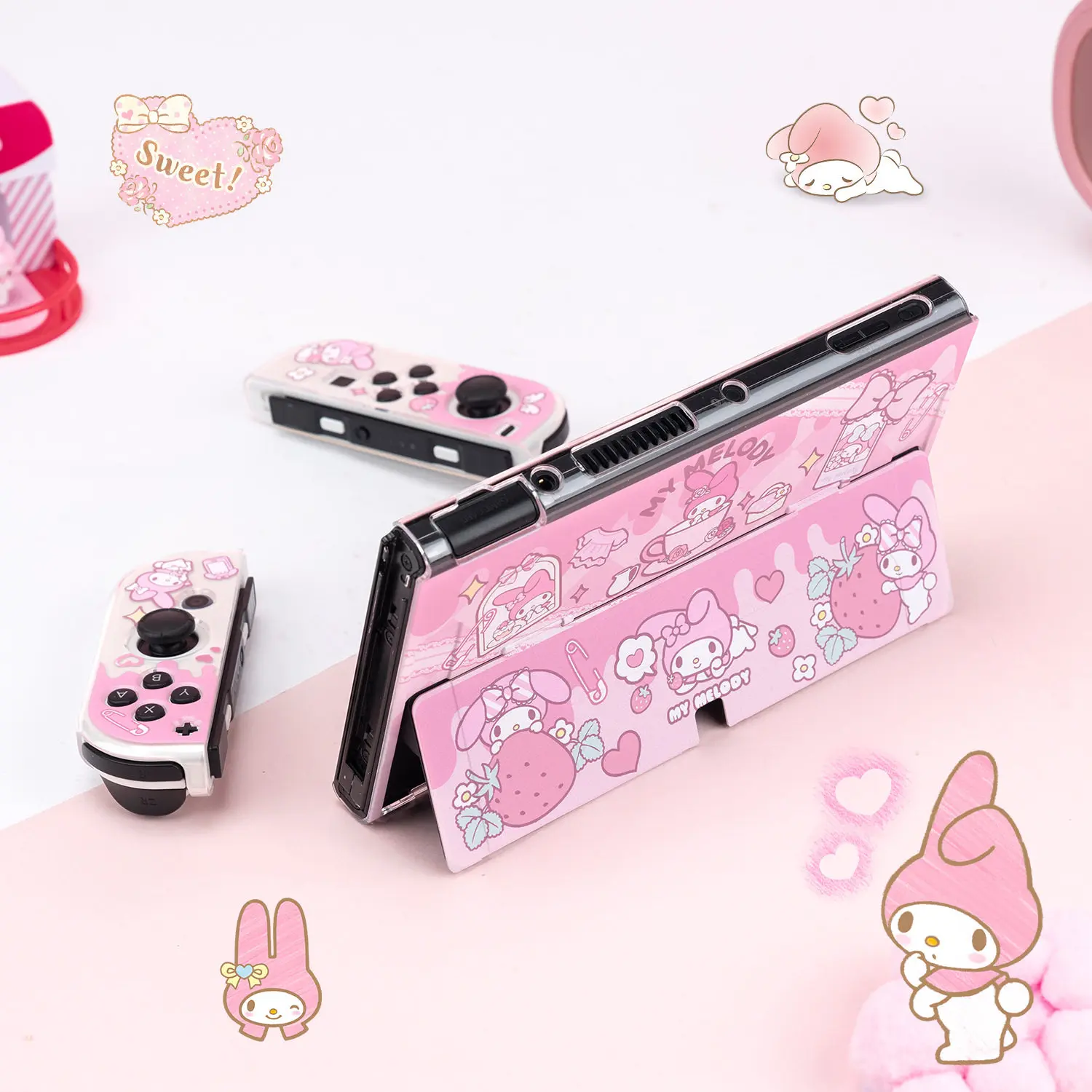 Kawaii My Melody Detachable Case Dock Friendly Joy-Con Controller Shell for Nintendo Switch 2 OLED NS Transparent Console Cover view 2
