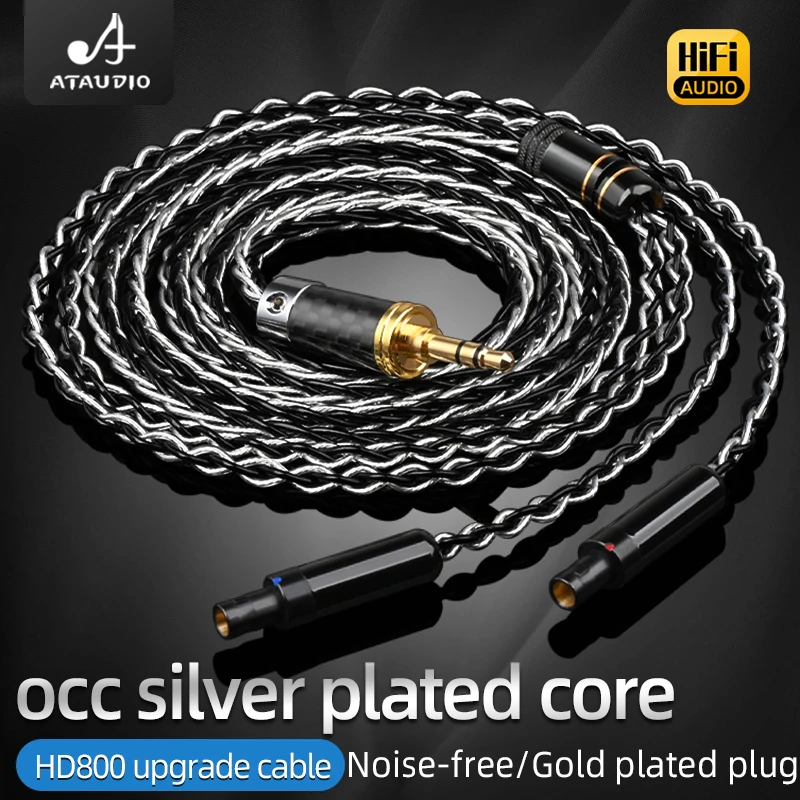 Hi-end OCC Silver Plated Core HiFi HD800 Headphone Cable 3.5/2.5/4.4mm Balanced Earphone Cable for HD800 Headset