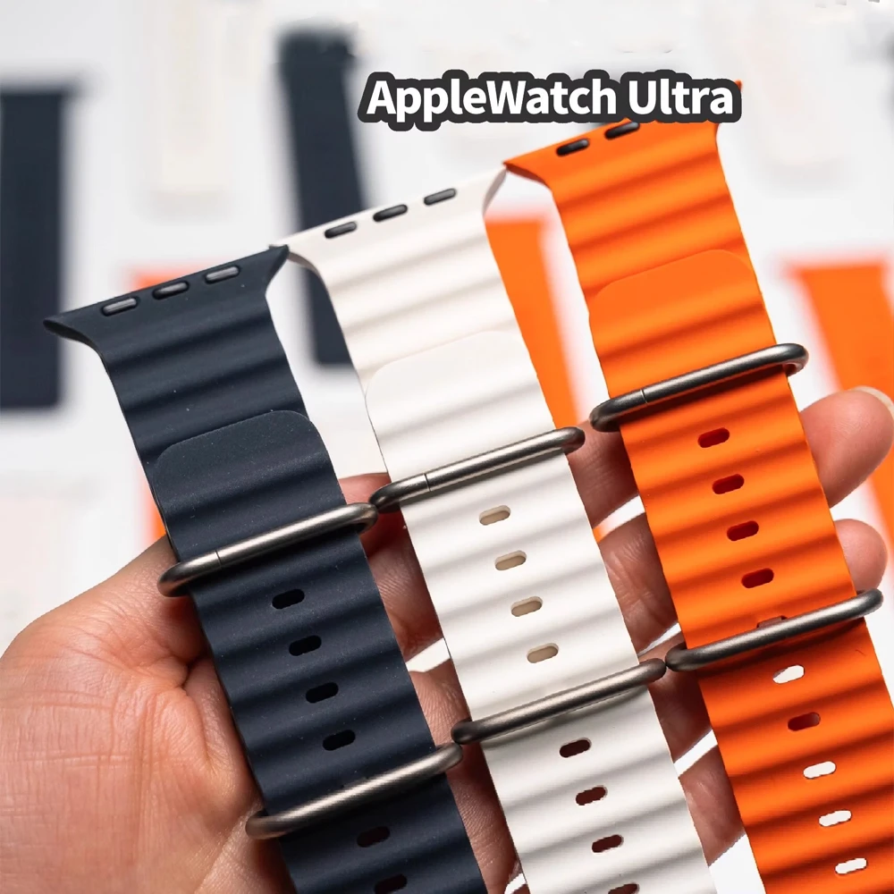 Ocean Band for Apple watch Ultra 2 49mm 45mm 46mm 42mm 44mm 40mm 41mm Silicone sport bracelet correa series 10 9 7 8 6 SE strap