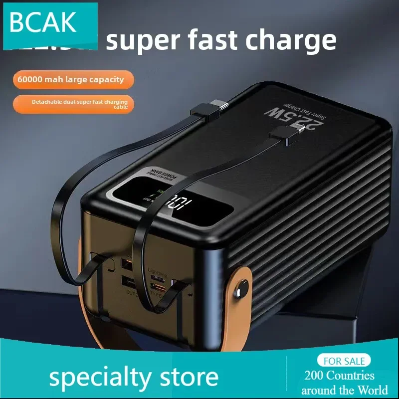 BCAK  Own Cable Universal Power Bank  22.5w Super Fast Charging Large Capacity 60000mAh Outdoor Convenient Mobile Power Supply - Image 6