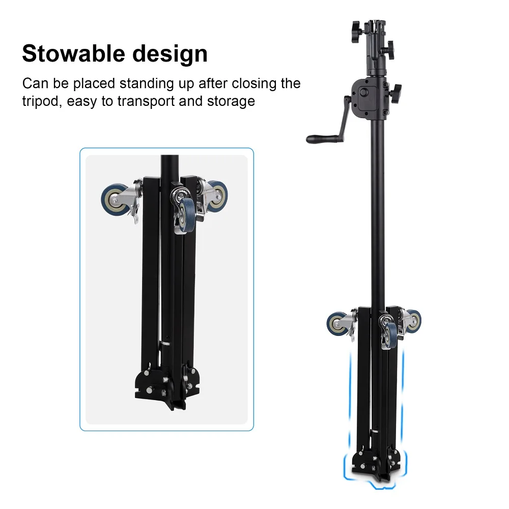 Selens Foldable Photography Hand-cranked Light Stand Bracket Portable Aluminum Alloy With Pulley Photo Studio Kits Tripod Stand