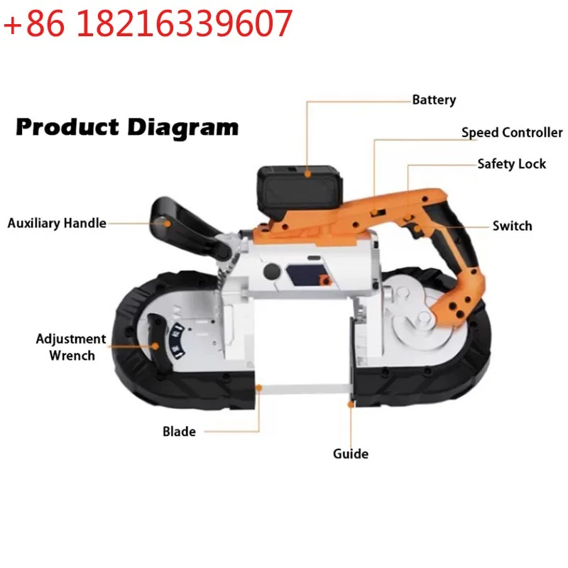 YAO Portable BandSaw Metal Cutting Saw Spark Free Band Saw Rechargeable Cordless Variable Speed ​​Handheld Cutter for Metal Wood
