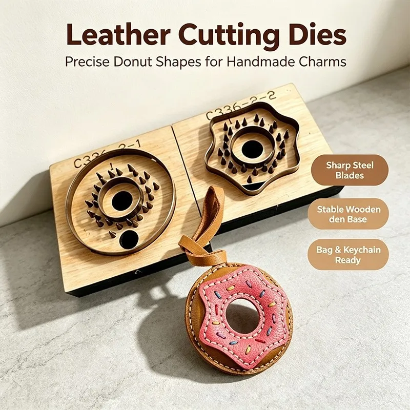 Donut Shaped Leather Die Cutting Template, DIY Leather Craft Bag Charm Cut Mold, Handmade Pendant Blank Cutting Tool - view 2