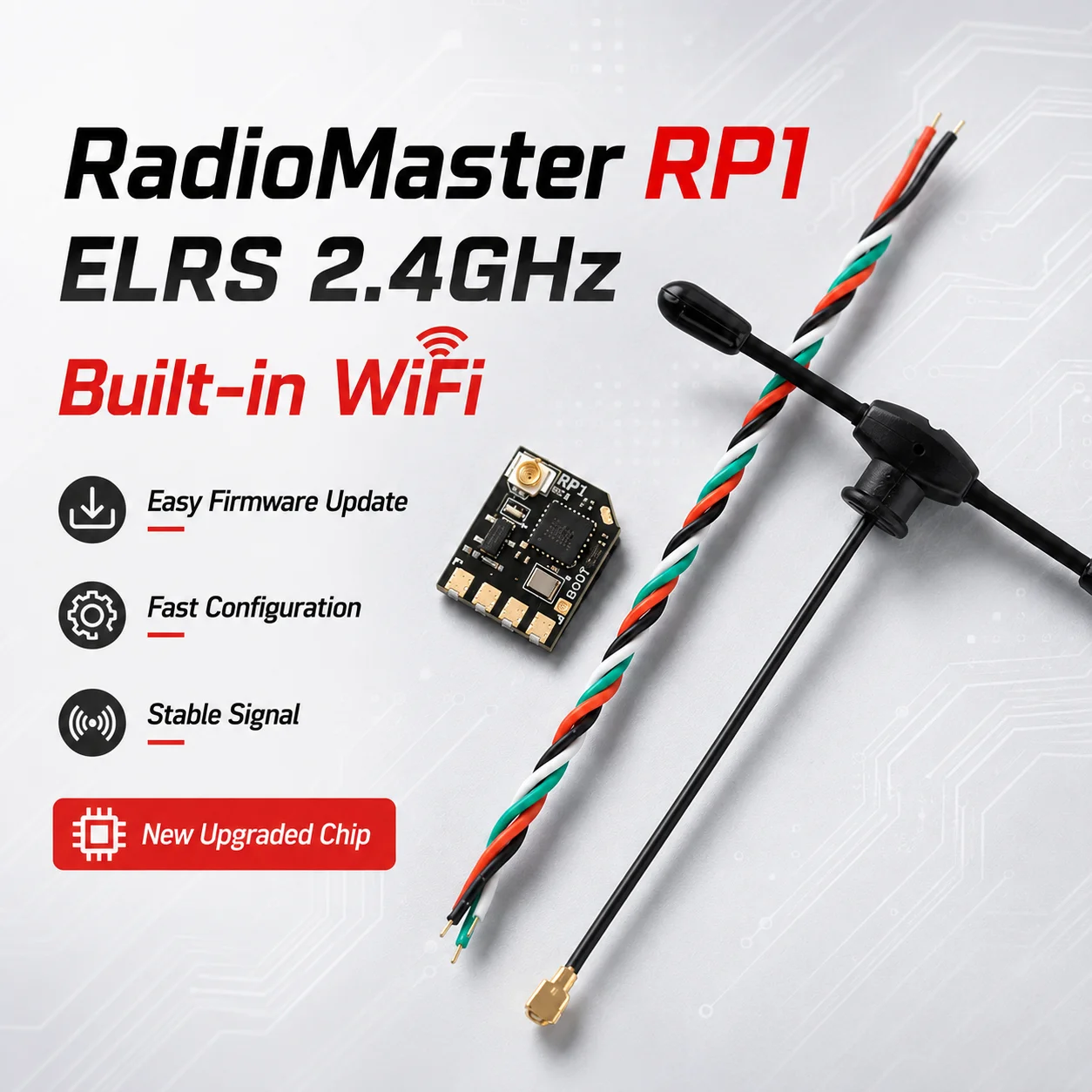 RadioMaster RP1 V2 2.4GHz ExpressLRS ELRS Nano Receiver CRSF UART TCXO WiFi T Antenna for FPV Drone BetaFPV Tiny Whoop view 2