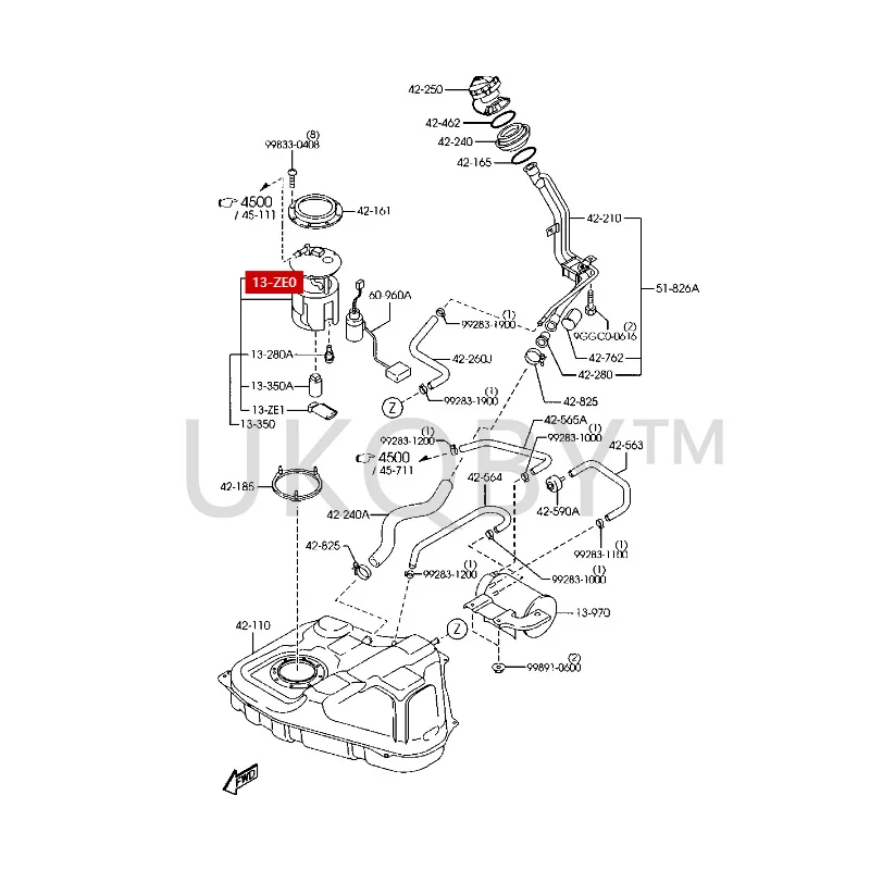 LF5W13ZE0 Suitable for Ma zd a 3 and Ma zd a 6 Gasoline filter cartridge, gasoline grid, gasoline filter cartridge