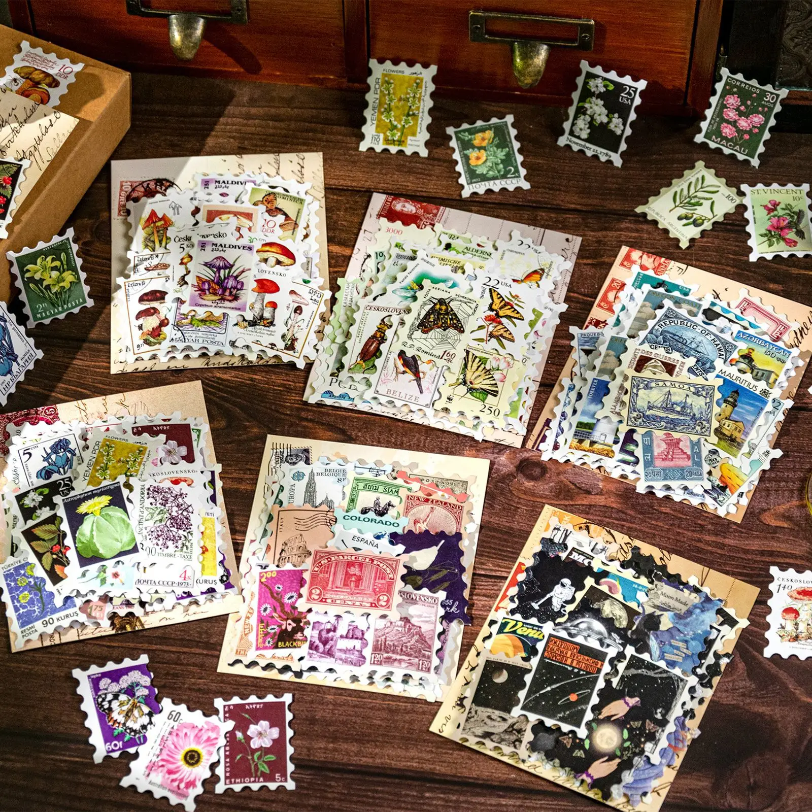 50 Stück Vintage-Stempelset mit Aufklebern, Kreativität, dekoratives Tagebuch, Album, Scrapbooking-Material, Bastelbedarf