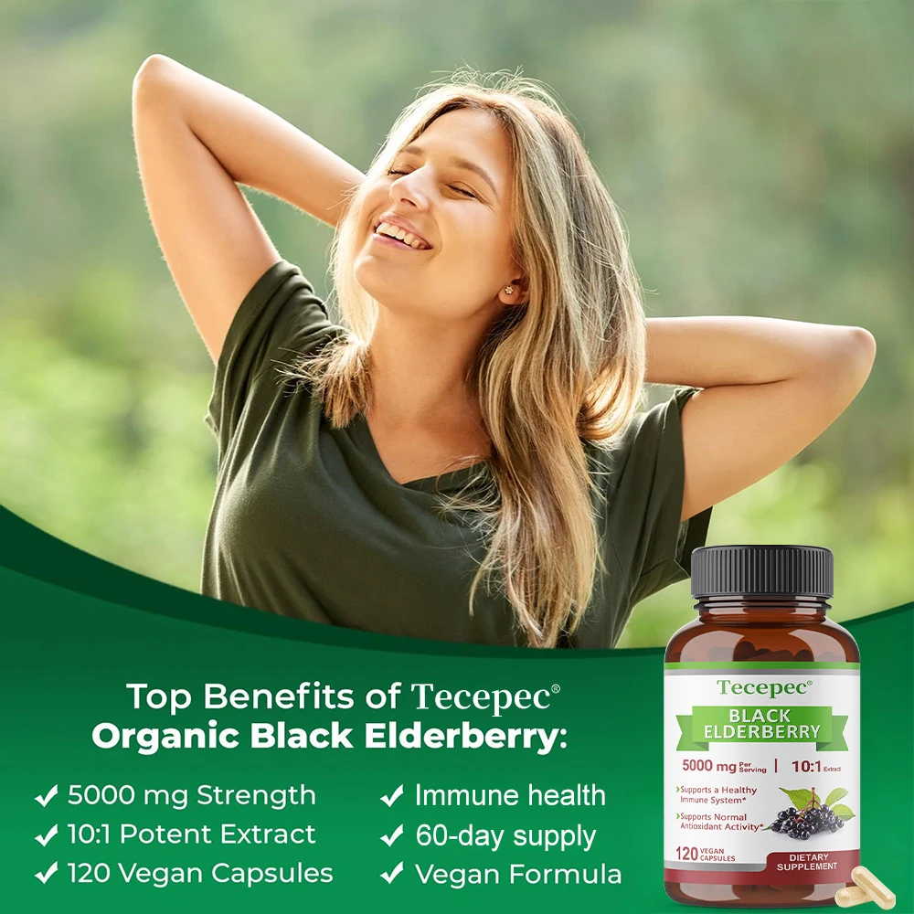 Elderberry Blackberry - Immune Support Supplement, Helps Cardiovascular Health, Regulates Blood Sugar, and Boosts Immunity