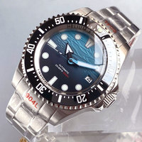 Tandorio 43mm NH35A Men Automatic Watch Blue Sea Dial Sapphire Glass Deep Swimming Watches 10ATM Waterproof Steel Bracelet