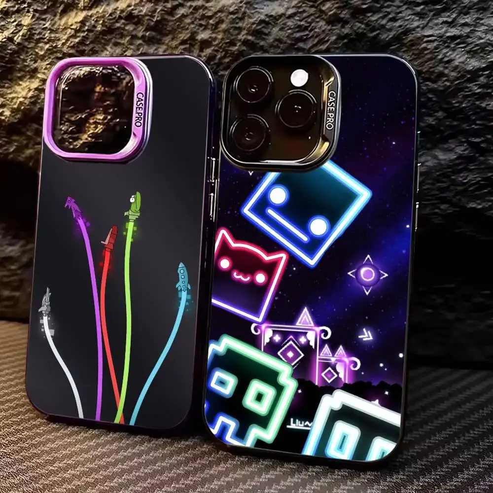 

G-Geometry Game D-Dash Phone Case For iPhone 17,16,15,14,13,12,11 Plus,Pro Max,Colored Silver Phone Case