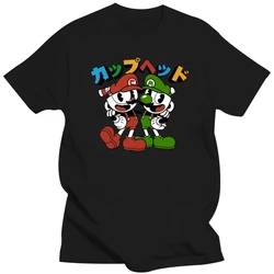 Mens T-shirt Cartoon Fun T-shirt Cuphead Bros T Shirt