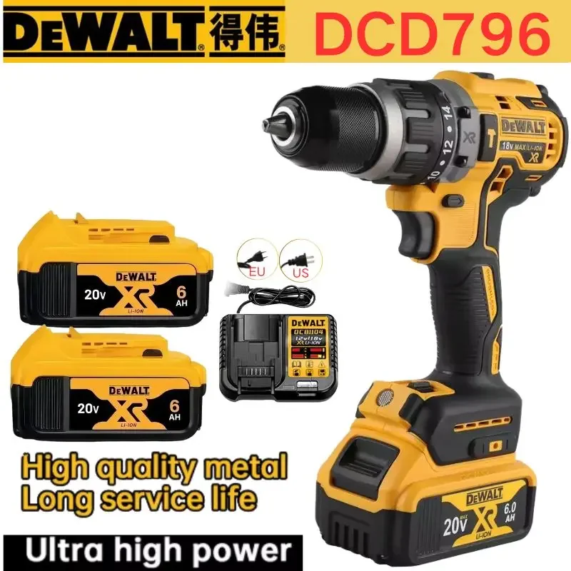 

DeWalt Dcd796 Screwdriver 20v Brushless Lithium Battery Charging Electric Hand Drill 13mm Pistol Drill Electric Screwdriver Tool