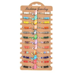 12Pcs/lot Mixed Color Flamingo Animal Beads Charms Braided Bracelet Set Adjustable Rope Wristband Bracelet Women Jewelry Gift