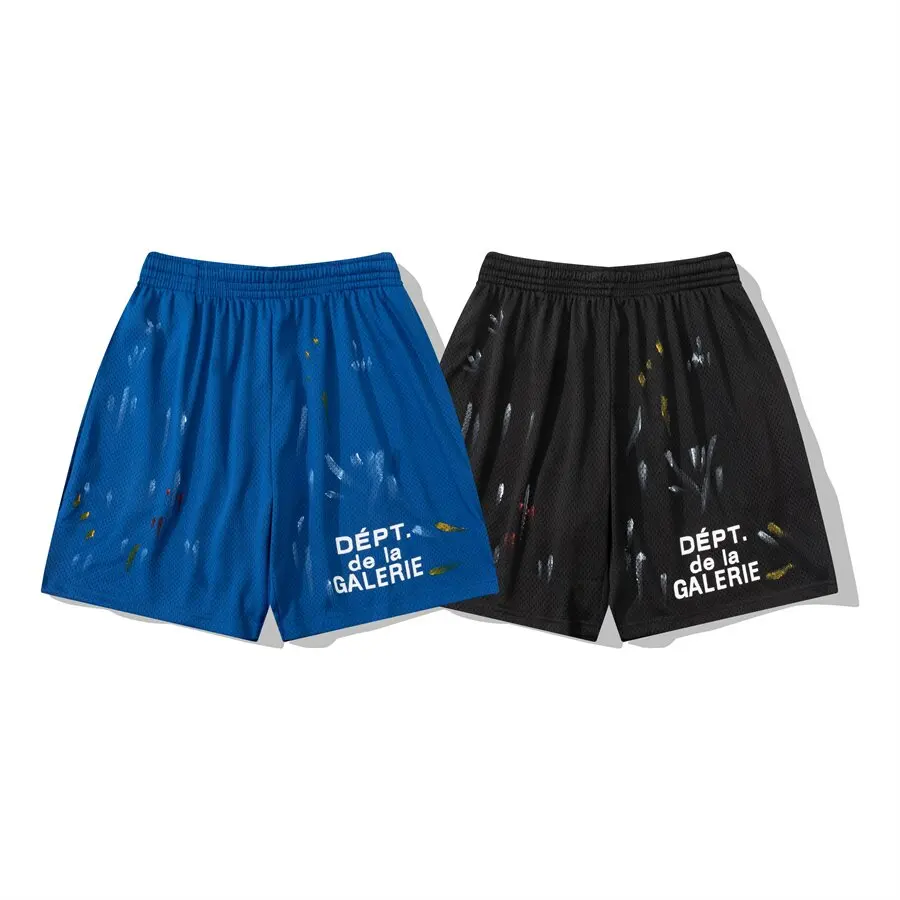GALLERY DEPT Ink-splashed letter-printed American loose-fitting casual mesh shorts