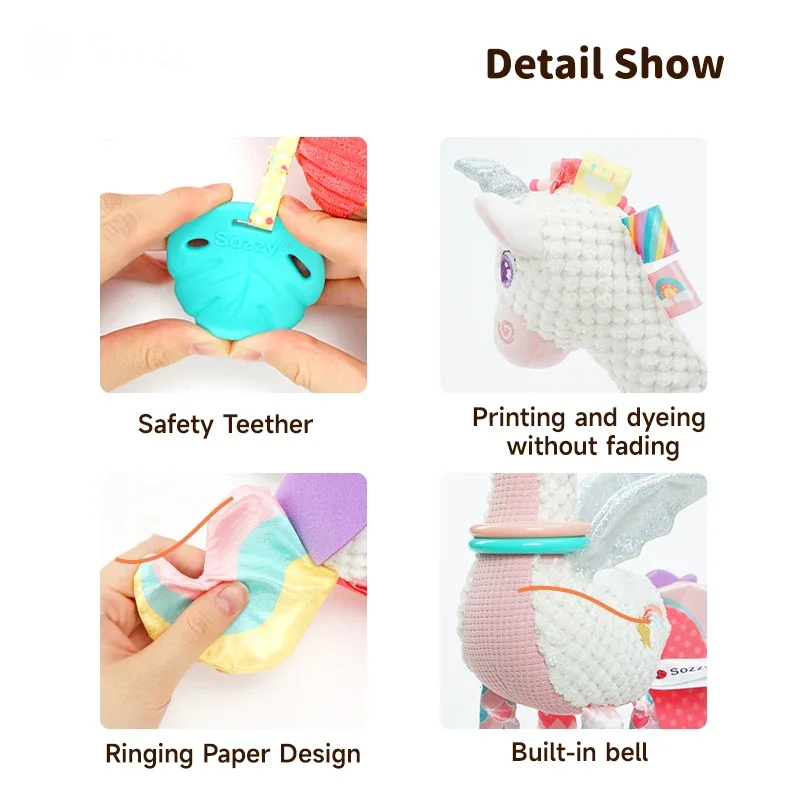 Lindos juguetes de jirafa, campanillas de animales, sonajeros, juguetes de peluche, colgante para asiento trasero de coche para niños, juguetes con mango para desarrollo de educación temprana, regalo