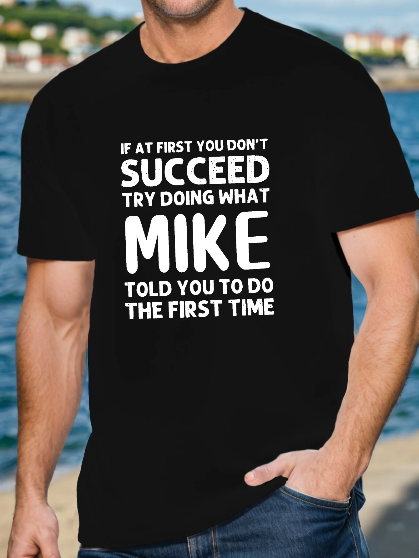 Camisa de manga corta con estampado de moda MIKE: suave, transpirable, cuello redondo, ajuste cómodo, perfecta para uso diario informal