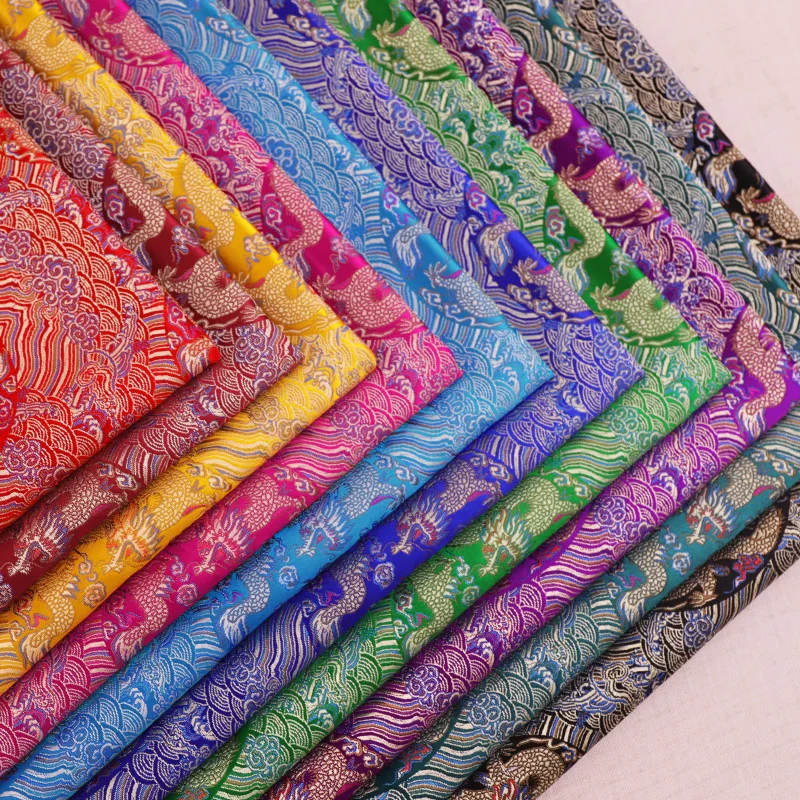 Fabric for dress brocade jacquard imitation silk fabric dragon pattern fabrics material for sewing cheongsam and kimono