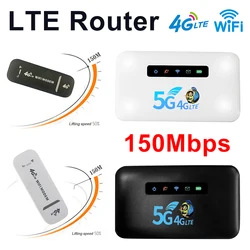 ワイヤレスルーター4g lte,150Mbps,ポータブル,wifi,モバイルアクセスポイント,ドングル,ネットワークカード,LAN,rj45,2600mah,SIMカードスロット付き