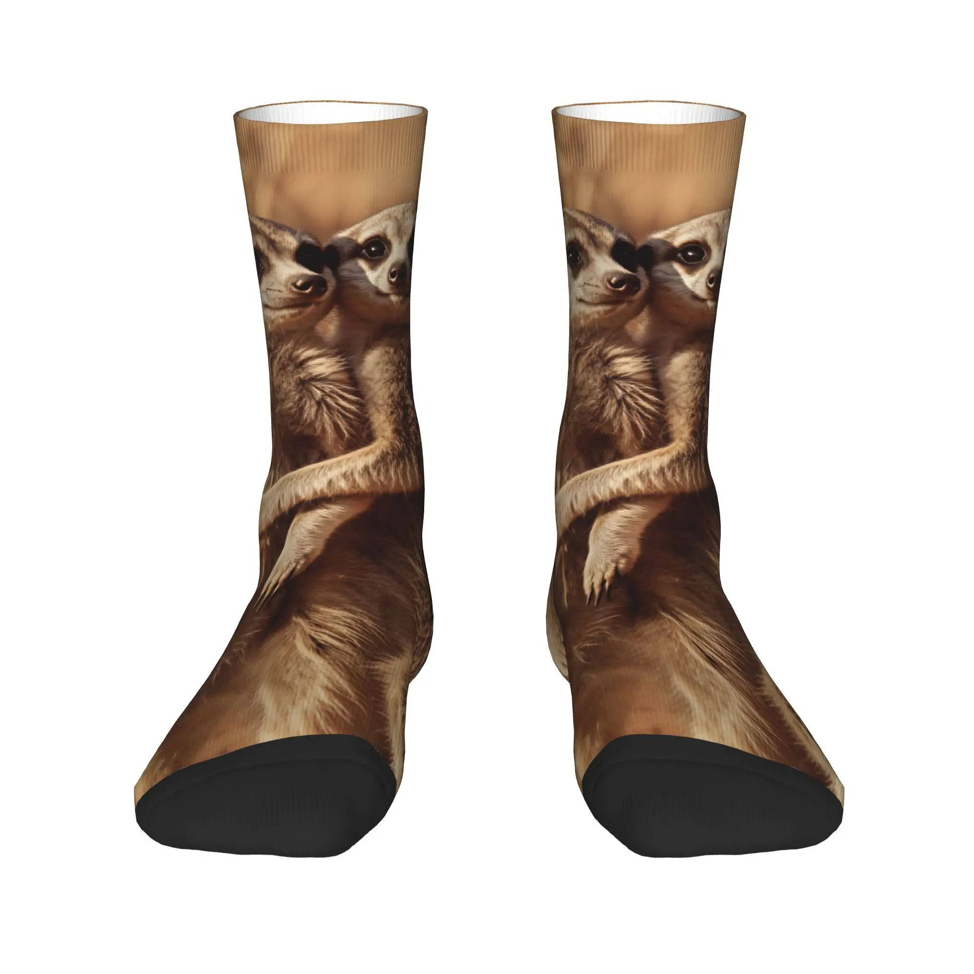 Two Meerkats Standing And Hugging Socks  Trendy Stockings Autumn Anti Sweat Women Men Socks Comfortable Running Sports Socks