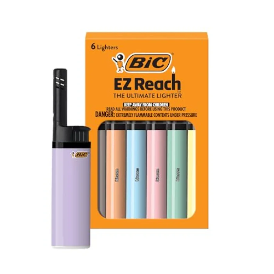 

EZ Reach Lighters, Long Metal Wand Candle Lighters for Safer Lighting, Colors, 6-Pack Colors May Vary