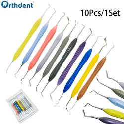 10Pcs Dental Composite Resin Filler Filling Spatula Kit Stainless Steel Aesthetic Repair Set Silicone Non-Slip Handle Dentistry