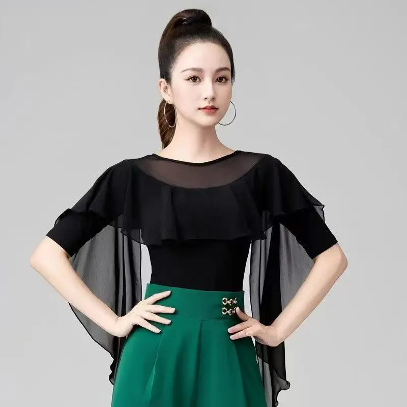 

Новые топы для современного танца, национальная женская танцевальная одежда для взрослых, топы для вальса, практика латинских танцев