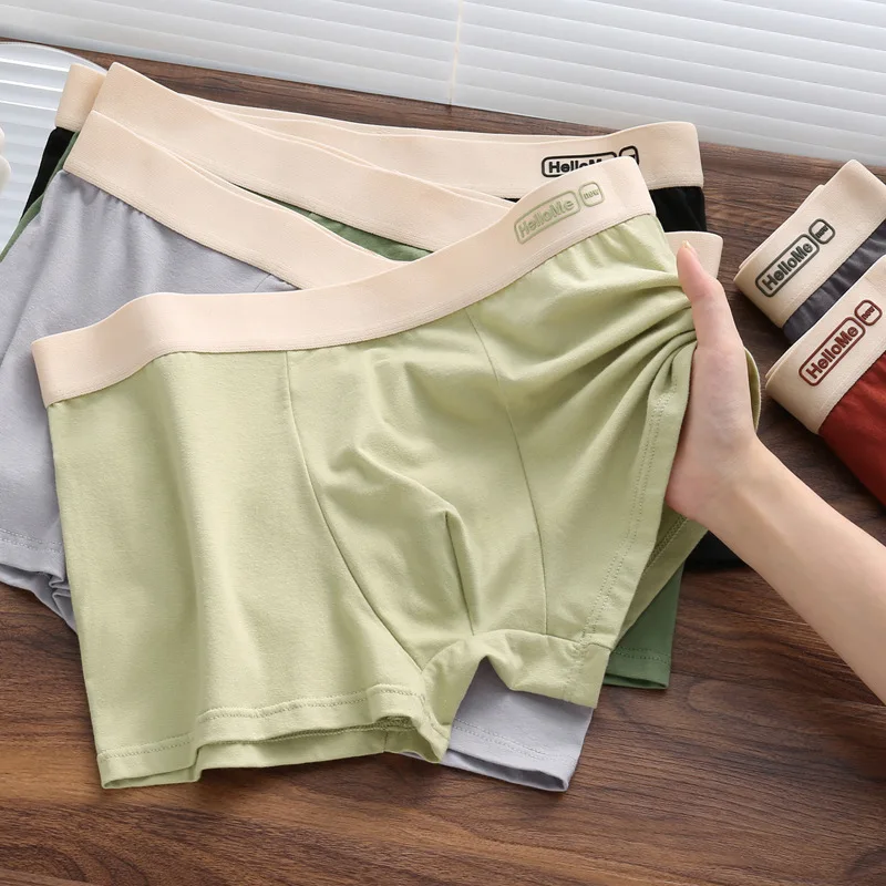 Męskie bokserki slipy z oddychającej bawełny, rozmiary L-4XL, elastyczny pas, bielizna antybakteryjna, woreczek 3D, szorty chłopięce, jednolite kolory.