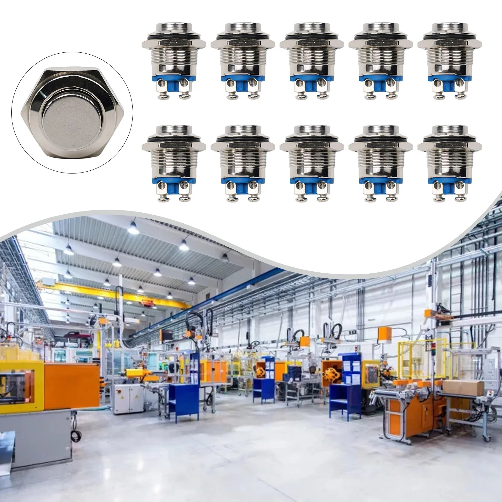 Switches Button Switches Momentary Normally Open 10pcs High Round On Off Push Button Screw Terminal Waterproof