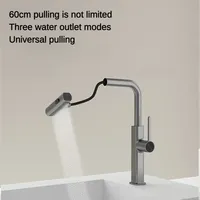 Multifunction Stream Sprayer Pull Out Kitchen Sink Mixer Tap Single Hole 360 Degree Rotatable Hot Cold Water Faucet