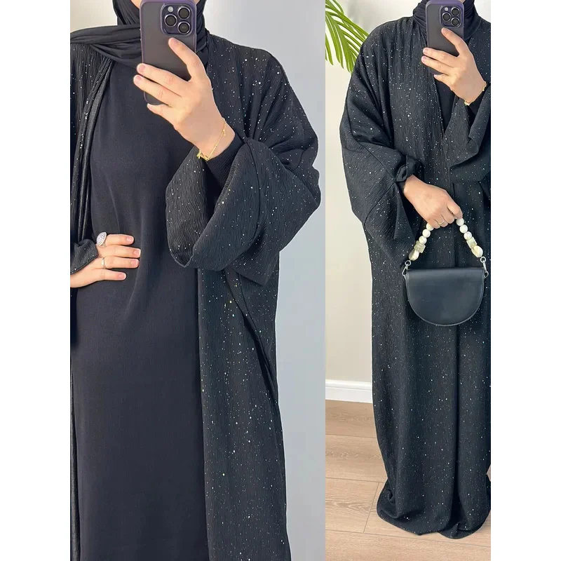 Loriya Dubai Turkey Muslim Robe Autumn Winter Elegant Thicked Cardigan Middle Eastern Traditional Clothing