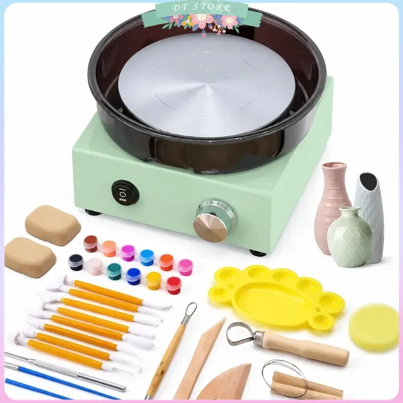 Mini Pottery Wheel Kit Turntable Two Way Rotation Clay Wheel Removable Splash Tray Ceramic Making DIY Machine