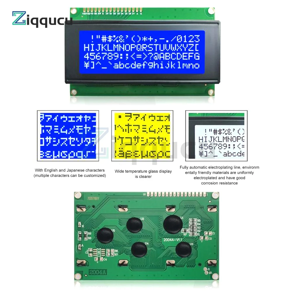 Imagem -02 - Módulo Azul Amarelo Branco Caráter Amarelo Preto Caráter Backlight para Arduino r3 Mega2560 Raspberry pi 5v Lcd2004