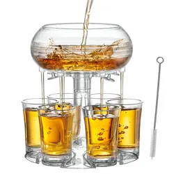 6 Shot Glass Dispenser and Holder Multiple Shot Pourer with Stopper for Cocktail Wine Party Drink Dispenser for Filling Liquids