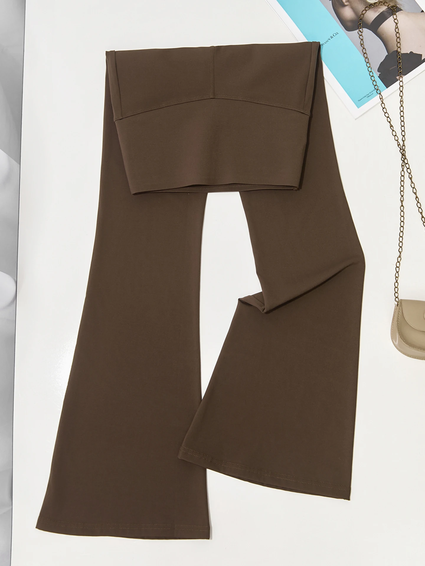 

Брюки для йоги с высокой талией, женские облегающие брюки из кожи ковчег, модные повседневные брюки кофейного цвета для похудения, капри длины