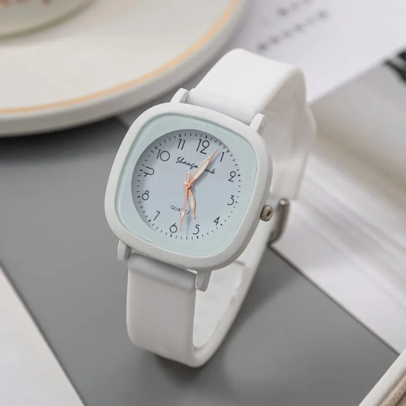 Watches for Women Retro Square Quartz Watches Multicolor Silicone Strap Wristwatch Simple Dial Clock for Ladies Gift Reloj Mujer