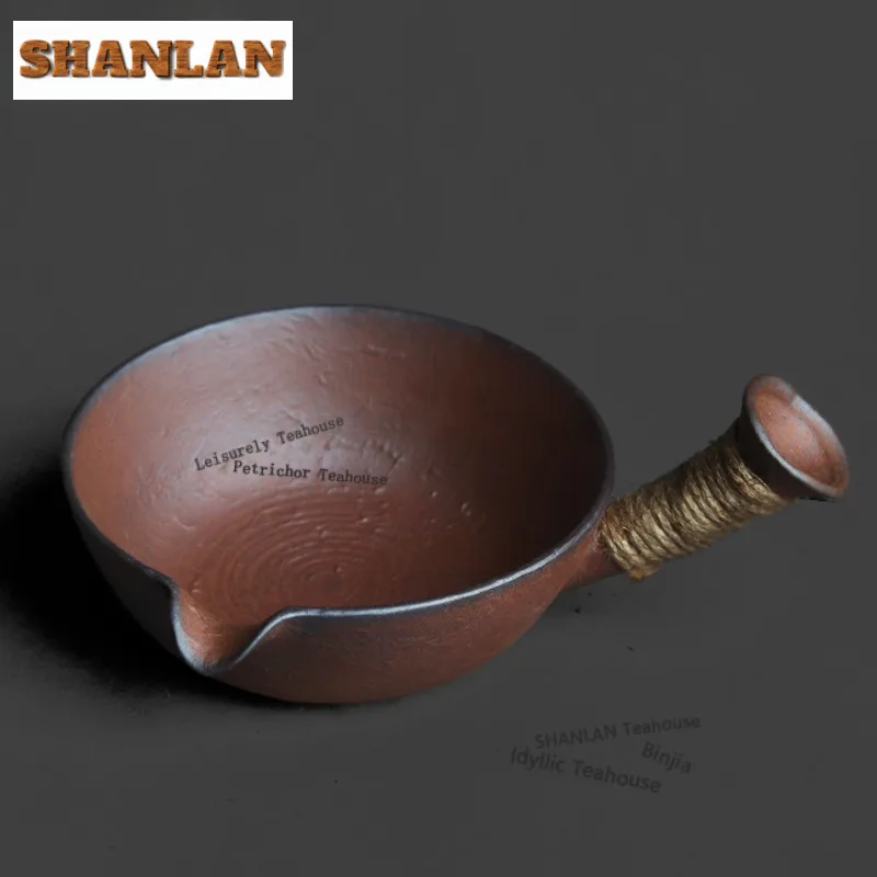 

Чайник-диспенсер из грубой керамики 230 мл с круглой боковой ручкой, чаша для разлива чая, ча-хай, чаша справедливости, украшения для чая