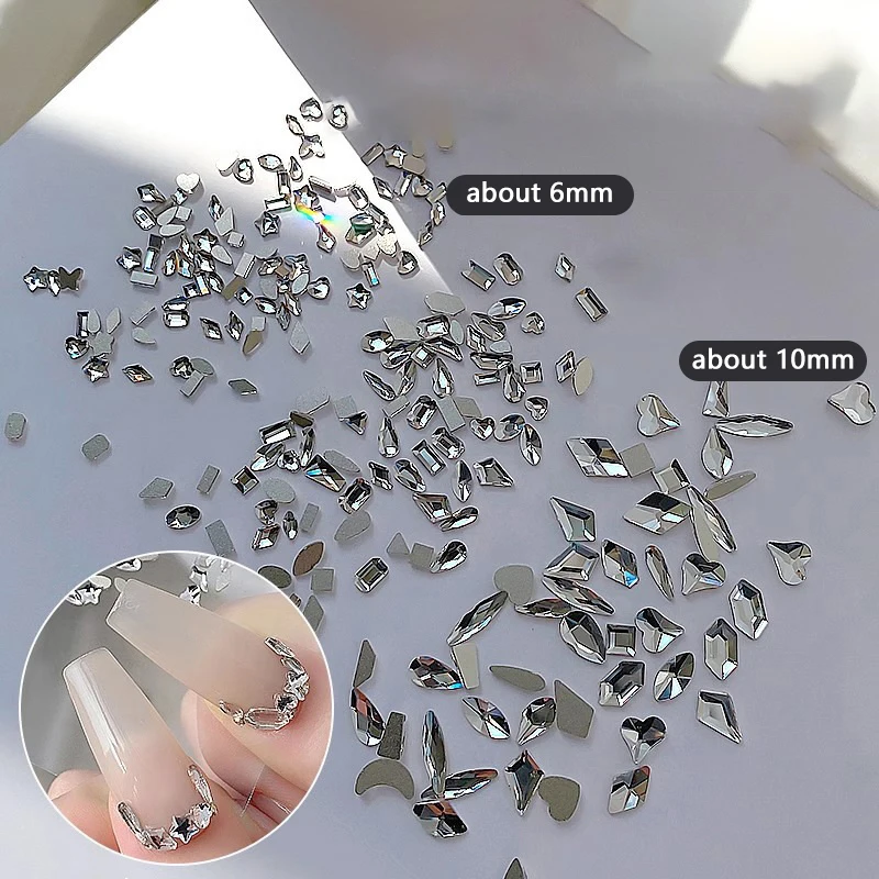 

50Pcs Mini Rhombus Nail Rhinestones Flat Bottom Nail Art Crystal Gems Dazzling Manicure Tip 3D Nail Art Decoration