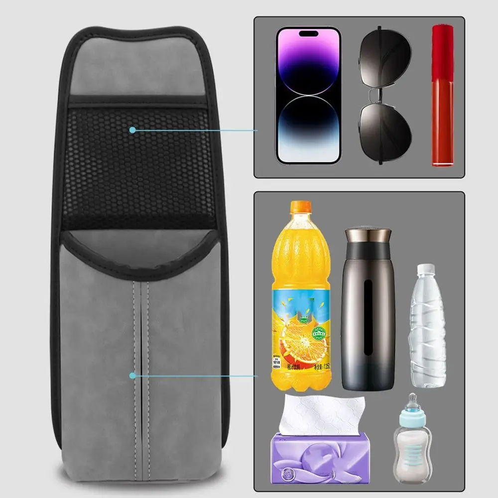 بو الجلود سيارة زجاجة ماء حامل متعدد الوظائف مقعد الجانبين حقيبة التخزين الأنسجة المنظم معلقة زجاجات المياه الرف