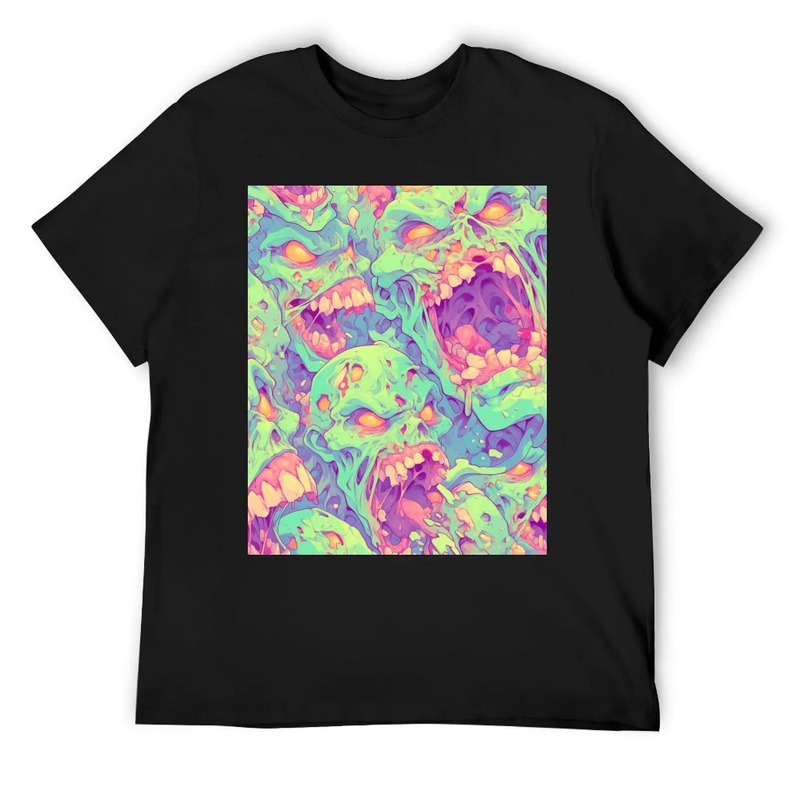 

Zombie Terror: Gruesome Head Pattern T-Shirt oversized graphic tee Blouse Short sleeve tee shirts men graphic