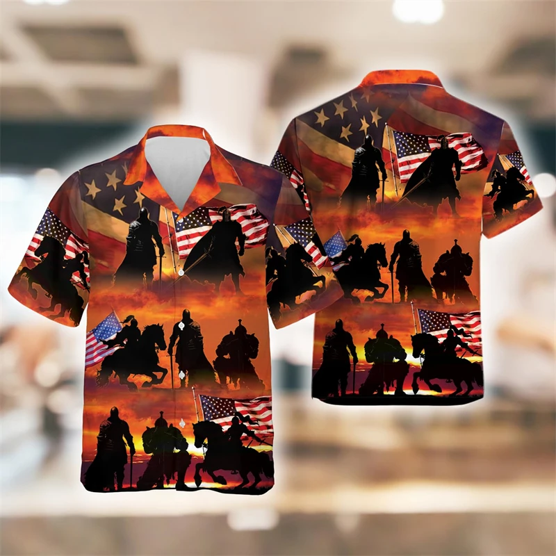 Medieval Knights Hawaiian Shirts For Men Women - Warriors Mens Fashion Shirts Short Sleeve Button Down Shirts  Knight Armor Top