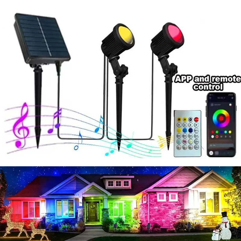 

2-6 шт., меняющие цвет солнечные точечные светильники RGB, многоцветное ландшафтное освещение, управление через приложение, газонная лампа для зоны бассейна, пруда, двора, подъездной дороги