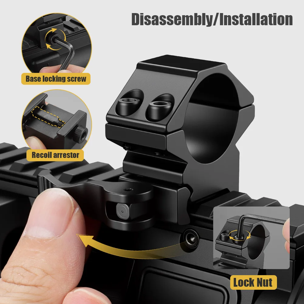 

UniqueFire ﻿ Крепление QD Quick Release для прицела 25,4 мм, кольцо-основание для планки Picatinny, фиксированная 20-мм планка из алюминия для охоты