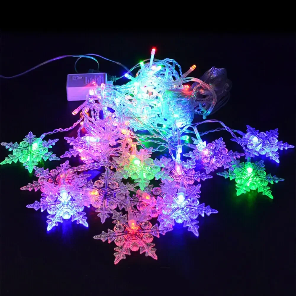 3M Christmas Snowflake LED String Lights Curtain Lights Waterproof Holiday Party Can Be Connected To Wave Fairy Lights