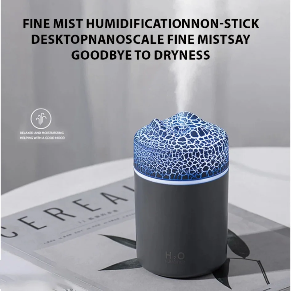 مرطب على شكل بركان يعمل بمنفذ USB مع أضواء RGB للسيارة والمنزل وسطح المكتب - عملية فائقة الهدوء