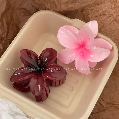 하와이 그라디언트 헤어 클립 꽃 머리 발톱 빅 사이즈 패션 헤드 착용 여성용 머리핀 여자 크랩 자용 헤어 액세서리