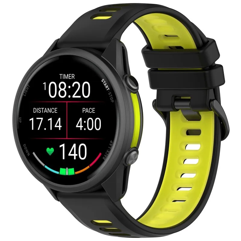 Bicolor Sportarmband für Garmin Forerunner 970 570 47 mm 265 255 Music 965 955 Venu 3 2 Original Run Silikonband 22 mm Armband – Detail 8
