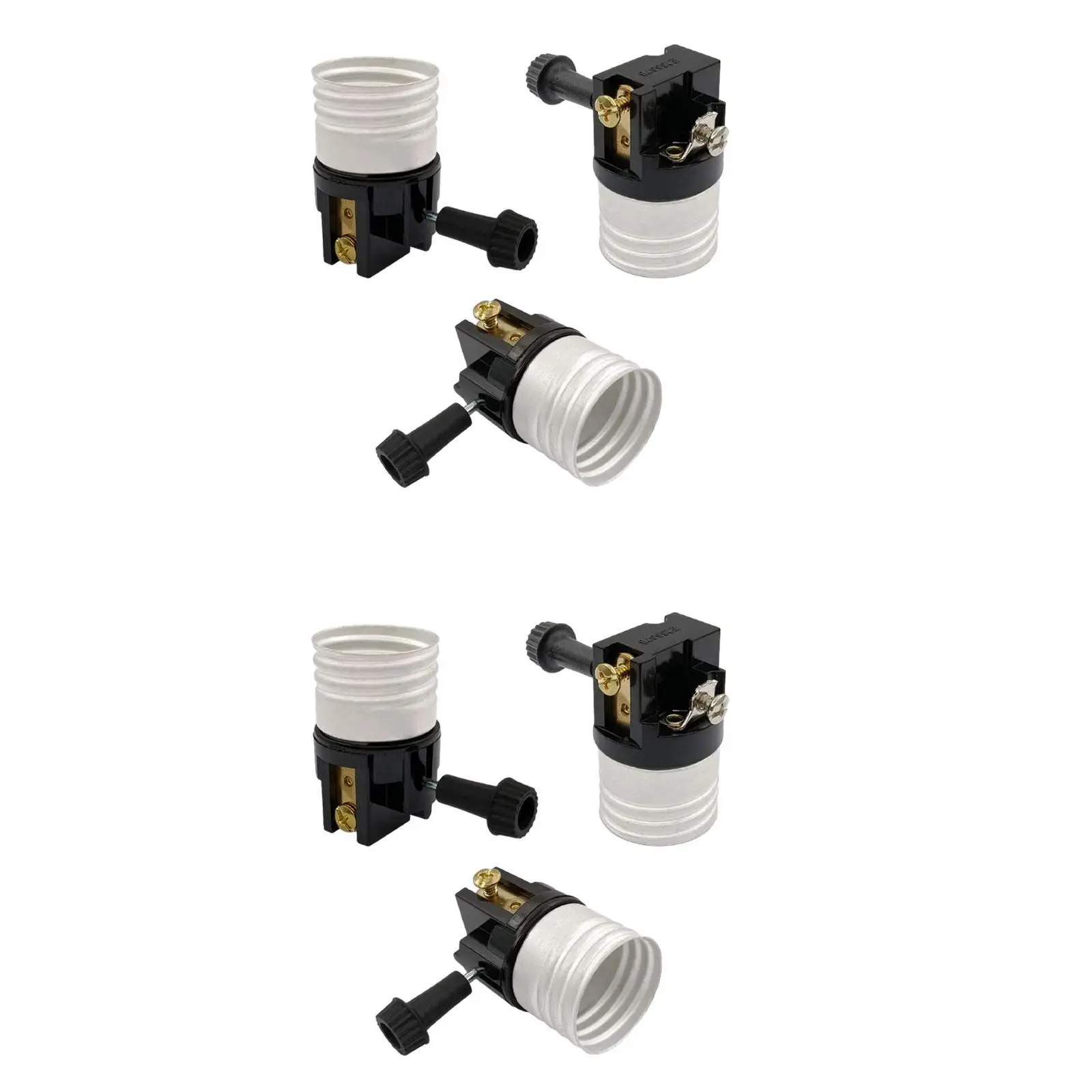 Removable Turn Knob Lamp Socket Repair E26 Plastic Medium Base Light Socket Replacement with Switch for Lighting Updates
