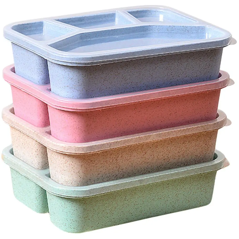 

4 Pcs Lunch Box Containers Kids Bento Adult Boxes Portable PP Case Student Four Compartment Unbreakable Leak Proof