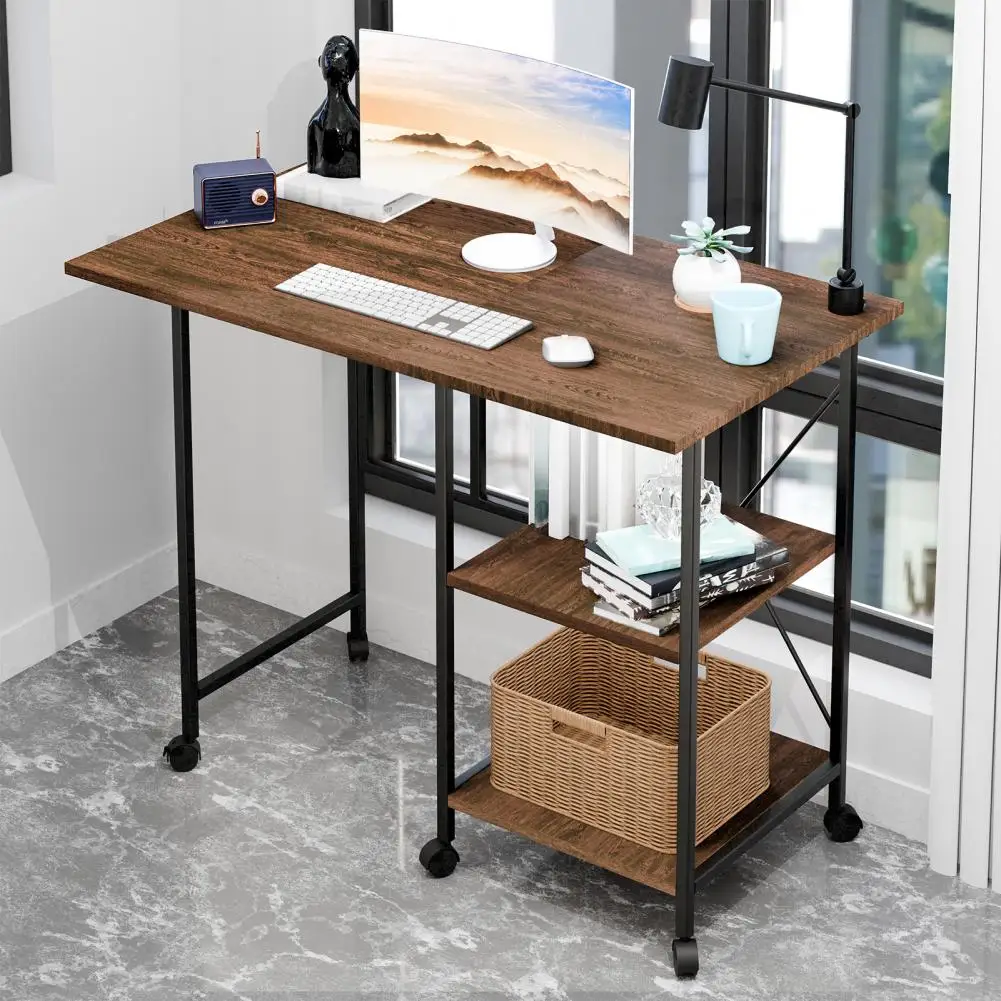 Office Desk, Foldable Computer Desk, Mobile Standing Desk Home Workstation Computer Desk With Casters, Rolling Desk Laptop Cart