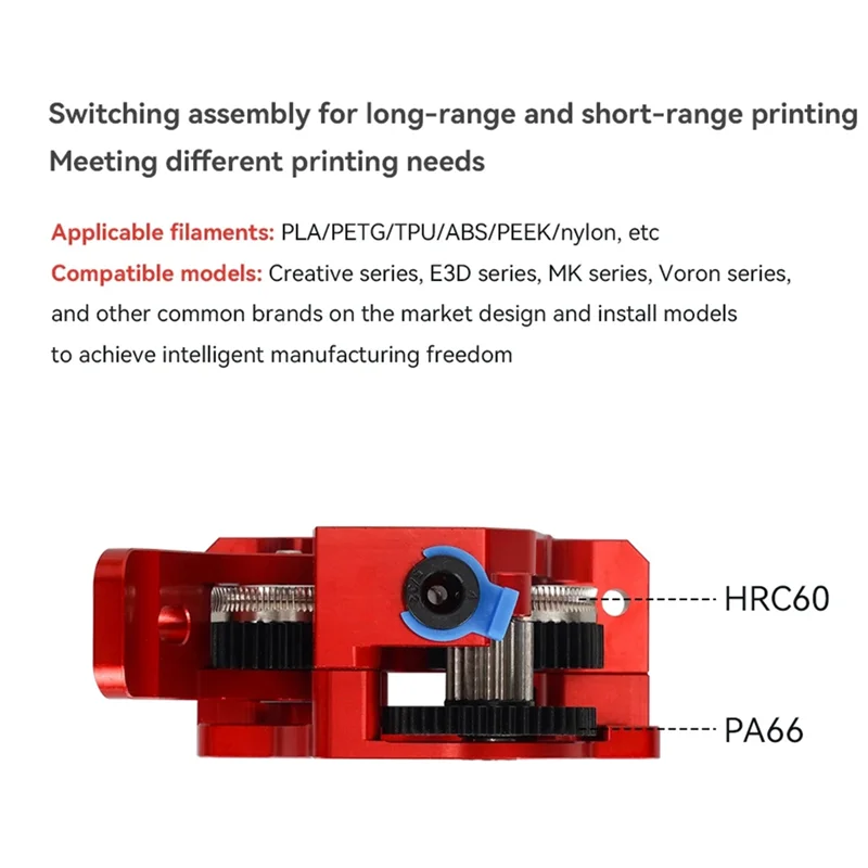 

Хорошо изготовленный для CR10 Ender 3 CR6 VORON HGX LITE Экструдер с двойной передачей Жесткая сталь Редукторный мотор-редуктор Замена 3D-принтера